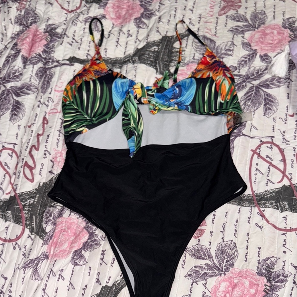 Tropical Floral One-Piece Swimsuit size large